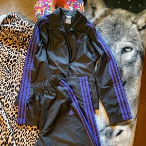 Black and Purple Stripes Adidas Track Suit